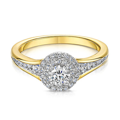 9ct Gold Two Tier Diamond Cluster Ring 0.70cts