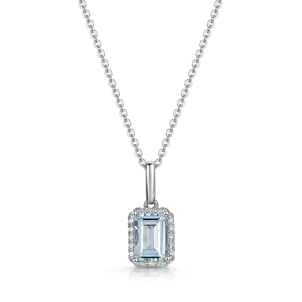 9ct Aquamarine & Diamond pendant 9ct Aquamarine & Diamond pendant