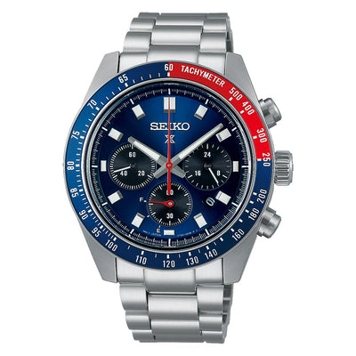 Seiko Prospex Speedtimer Go Large Solar Chronograph Blue Dial Bracelet Watch