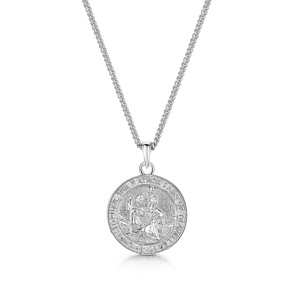 Small Sterling Silver St. Christopher Pendant & Chain