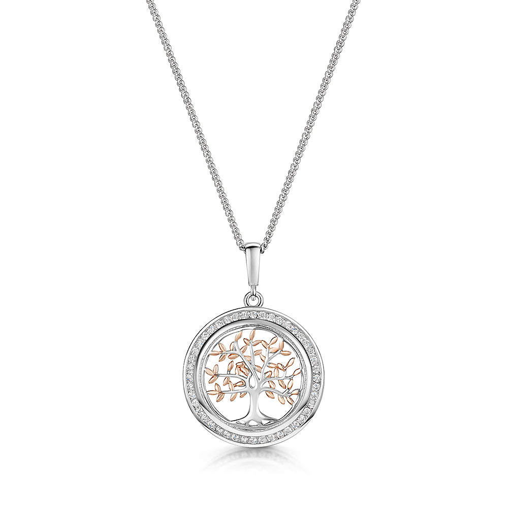 Small Sterling Silver & CZ Tree Of Life Pendant/Chain