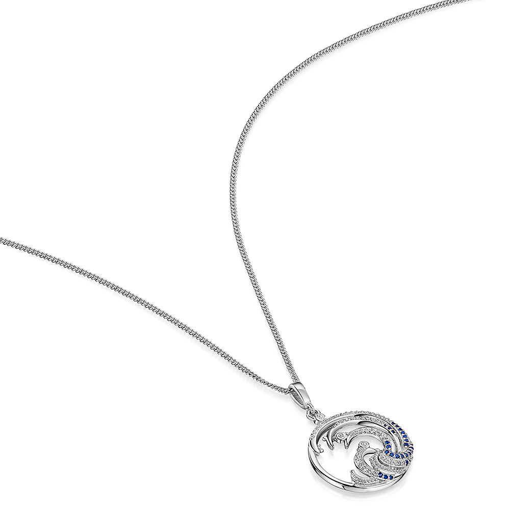 Small Sterling silver & CZ Wave Pendant/Chain