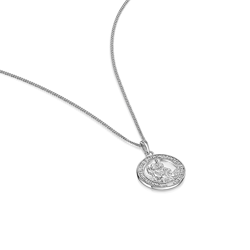 Small Sterling Silver St. Christopher Pendant & Chain