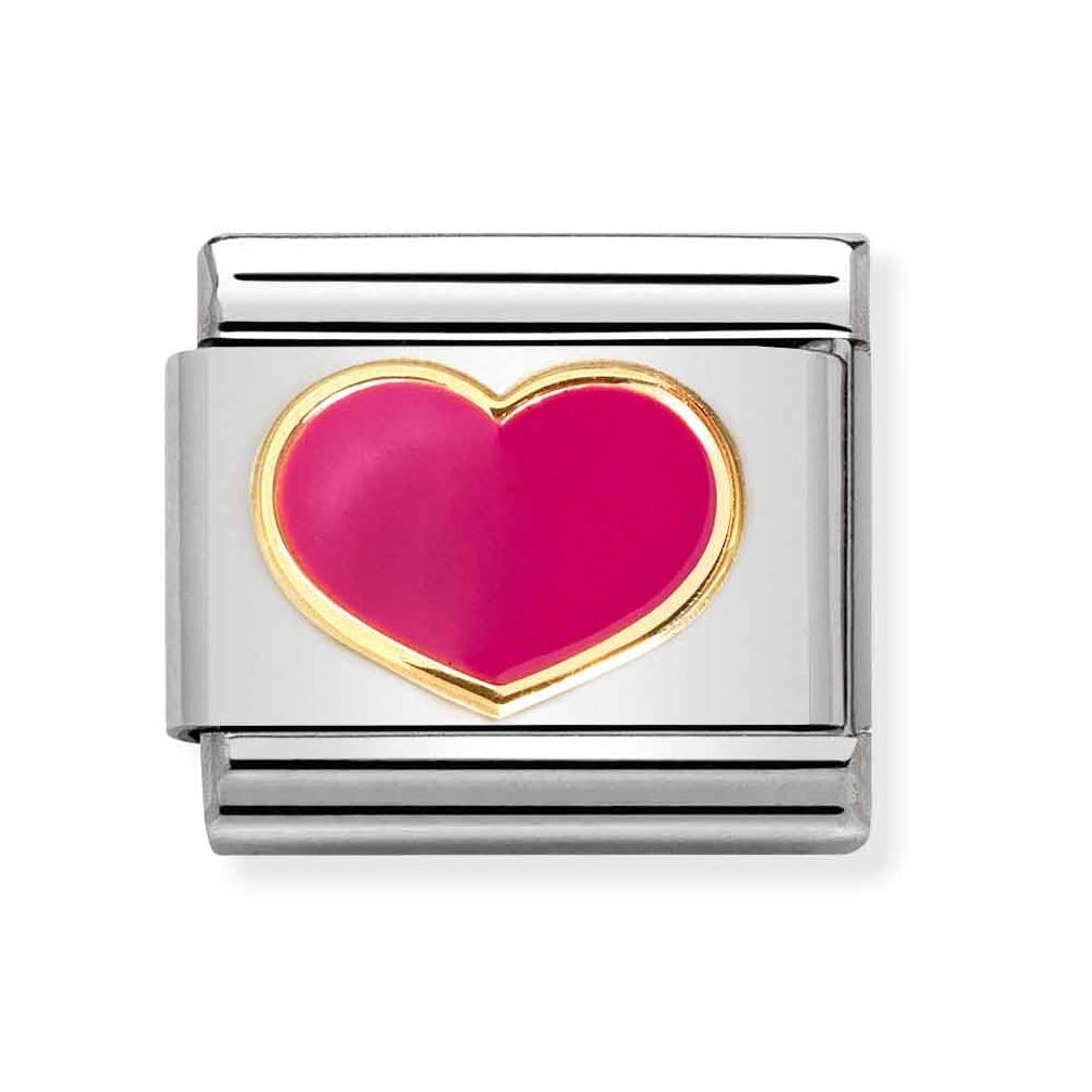 Classic Gold Fuchsia Pink Heart Charm