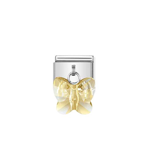 Silvershine Gold Crystal Butterfly Drop Charm