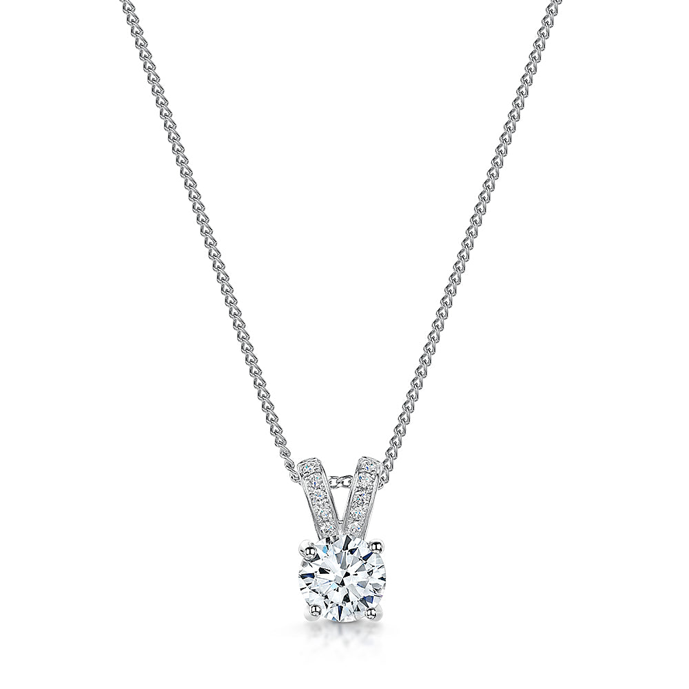 Platinum Diamond Solitaire Pendant & Chain 0.90cts