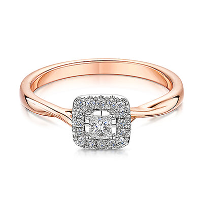 Rose Gold Halo Style Diamond Ring 0.20cts