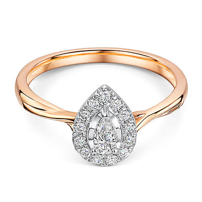Pear Shaped Rose Gold Diamond Halo Style Ring 0.20cts