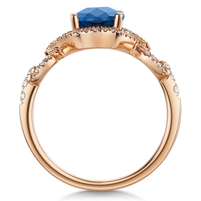 Rose Gold London Blue Topaz & Diamond Ring