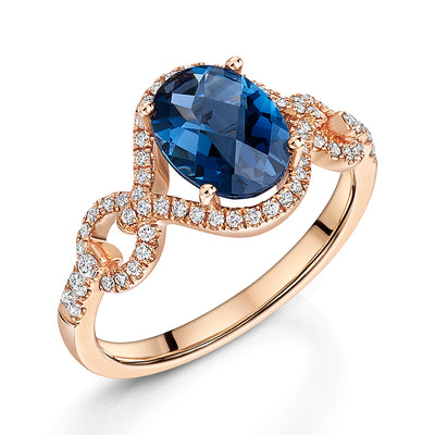 Rose Gold London Blue Topaz & Diamond Ring