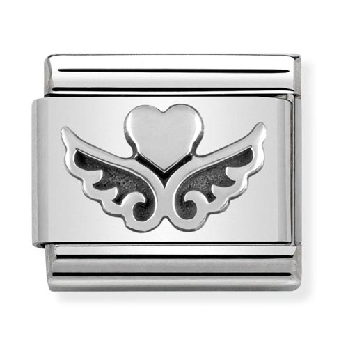 Silvershine Angel Wing Heart Charm - Main Image