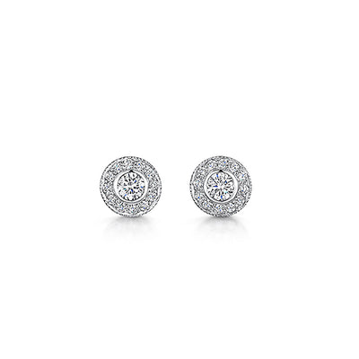 Halo Style White Diamond Stud Earrings 0.25cts