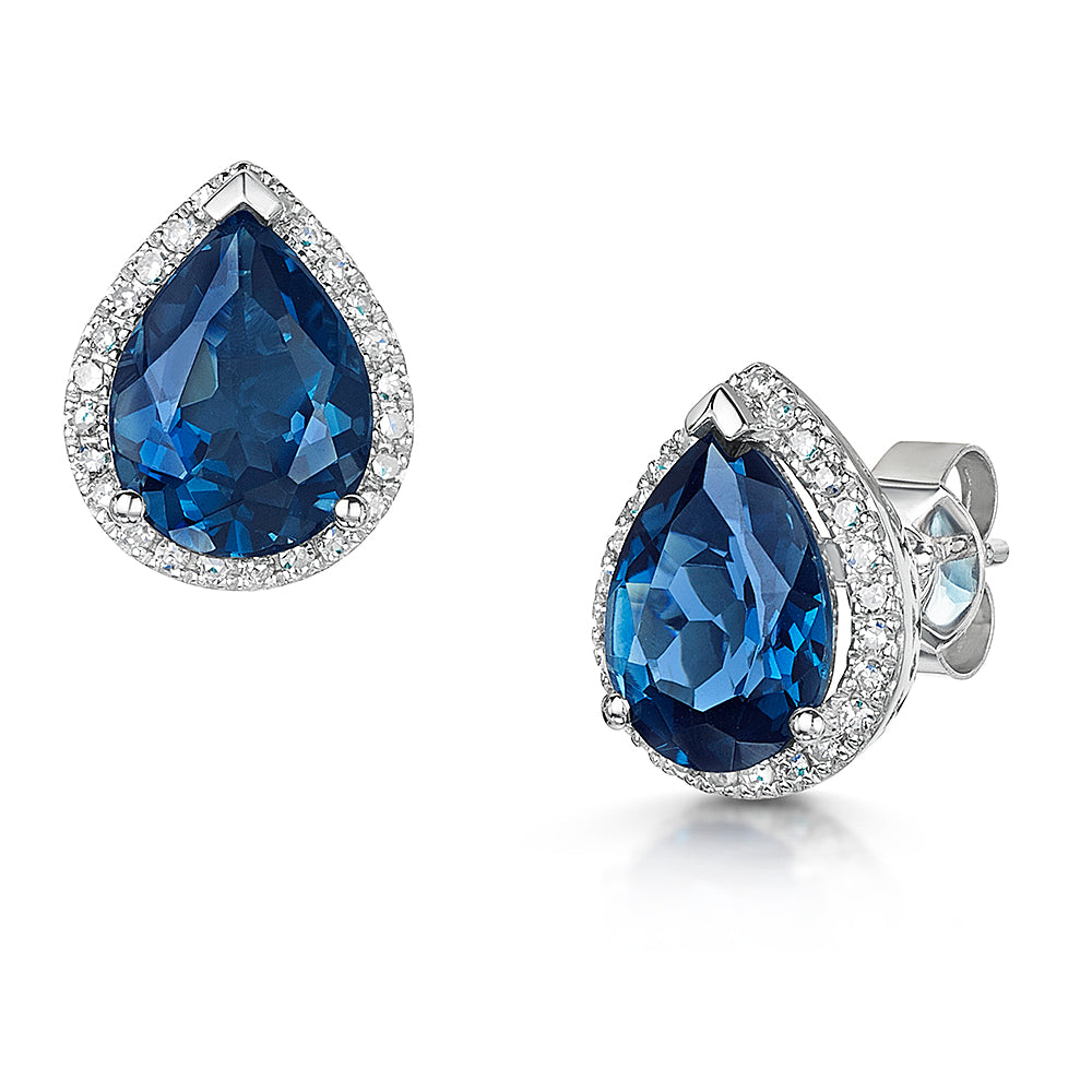 9ct Pear Shaped Blue Topaz Earrings - Main Image