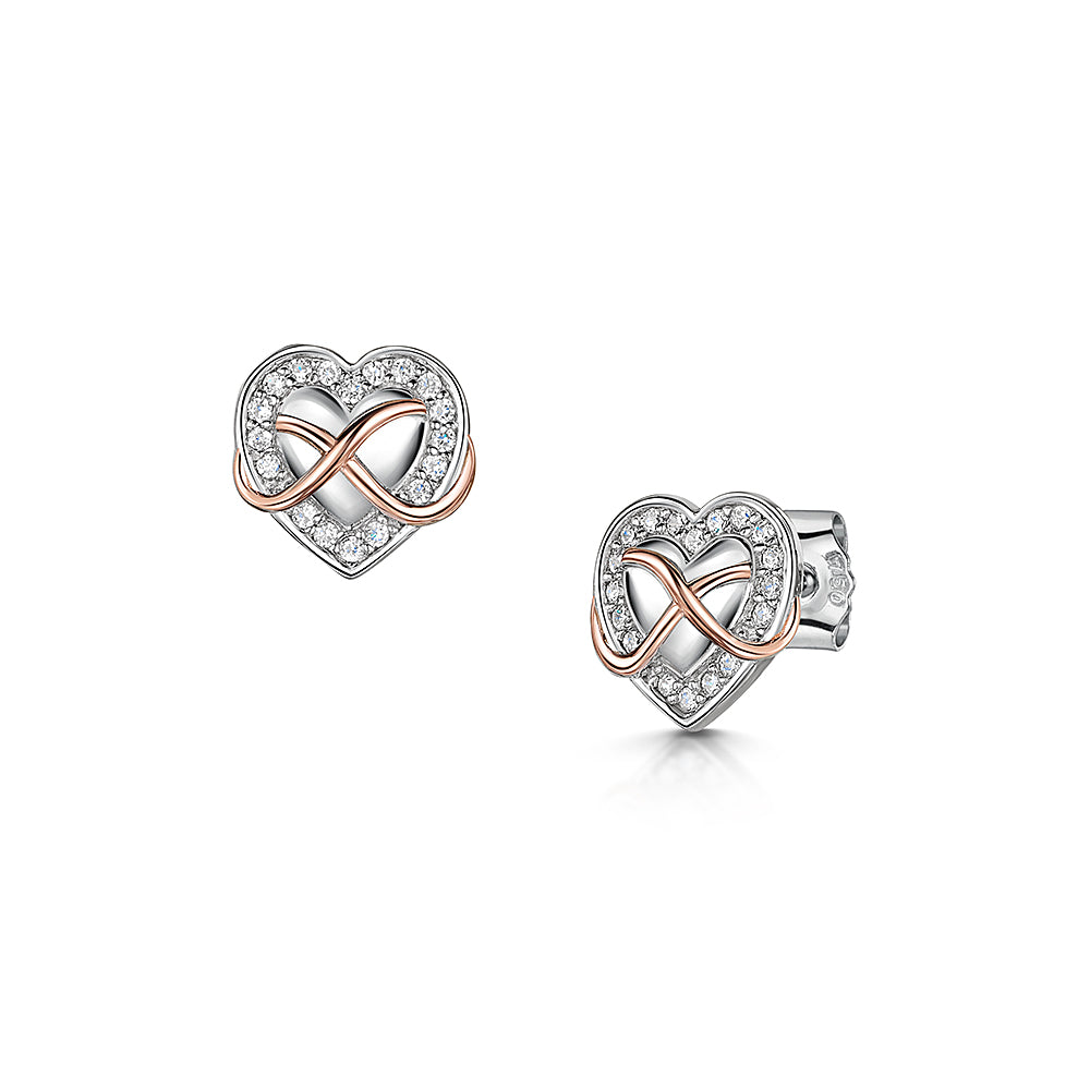 Sterling Silver CZ Infinity Heart Earrings