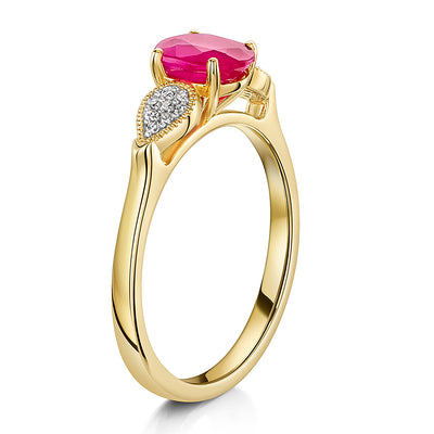 Ruby & Diamond Petal Ring