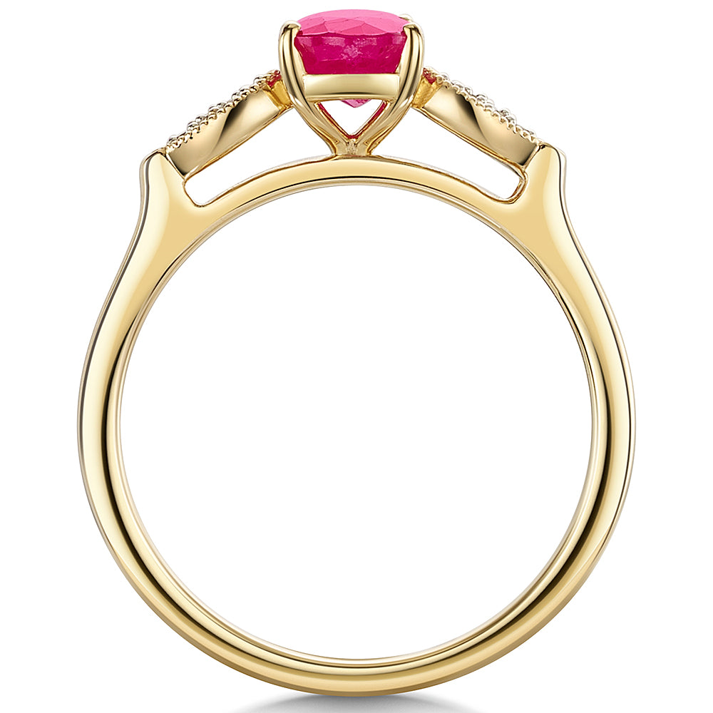 Ruby & Diamond Petal Ring