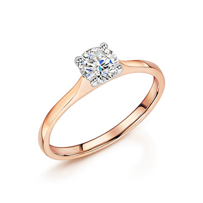 Rose Gold Diamond Solitaire With Tapered Shoulders 0.50cts