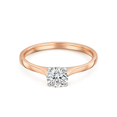 Rose Gold Diamond Solitaire With Tapered Shoulders 0.50cts