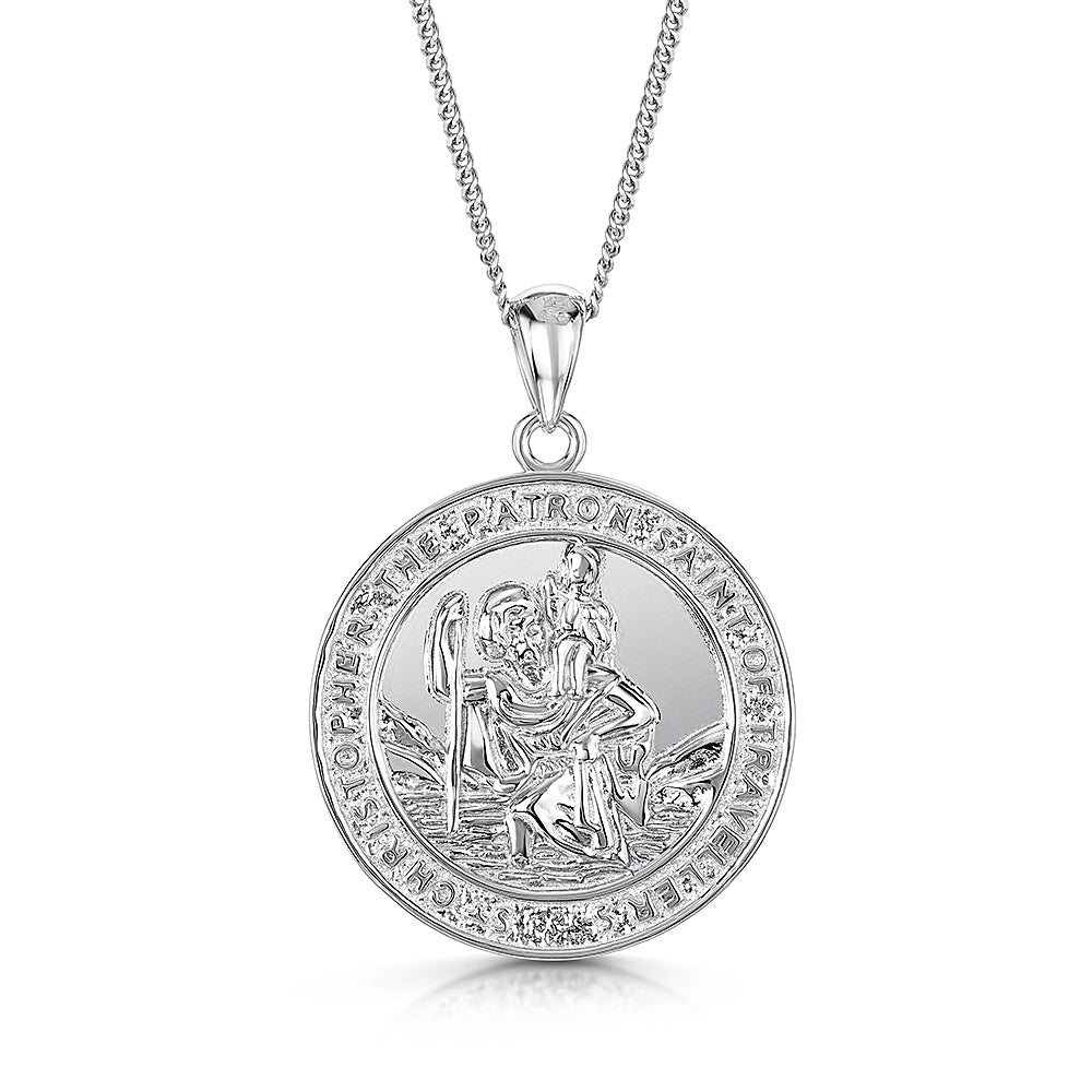 Sterling Silver St. Christopher "Welsh Dragon" Pendant & Chain