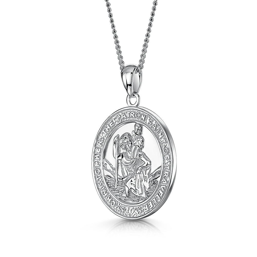 Sterling Silver St. Christopher "Welsh Dragon" Pendant & Chain