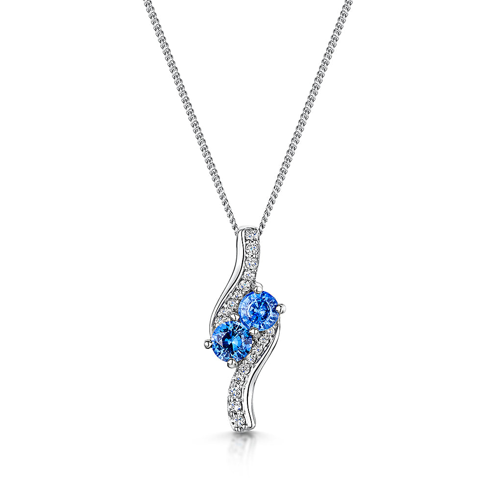 18ct Sapphire and diamond twist pendant & chain