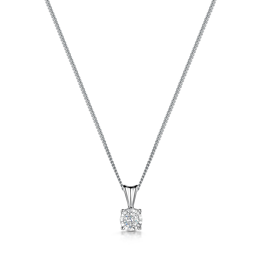 9ct Diamond Solitaire Pendant & Chain