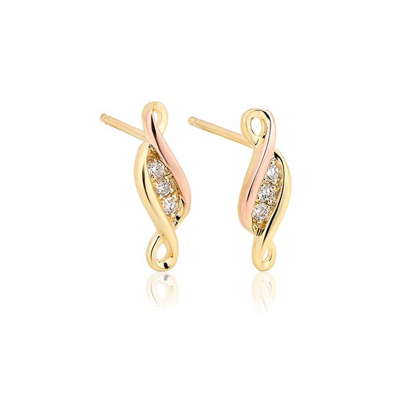 Clogau 9ct Gold Past, Present, Future Stud Earrings
