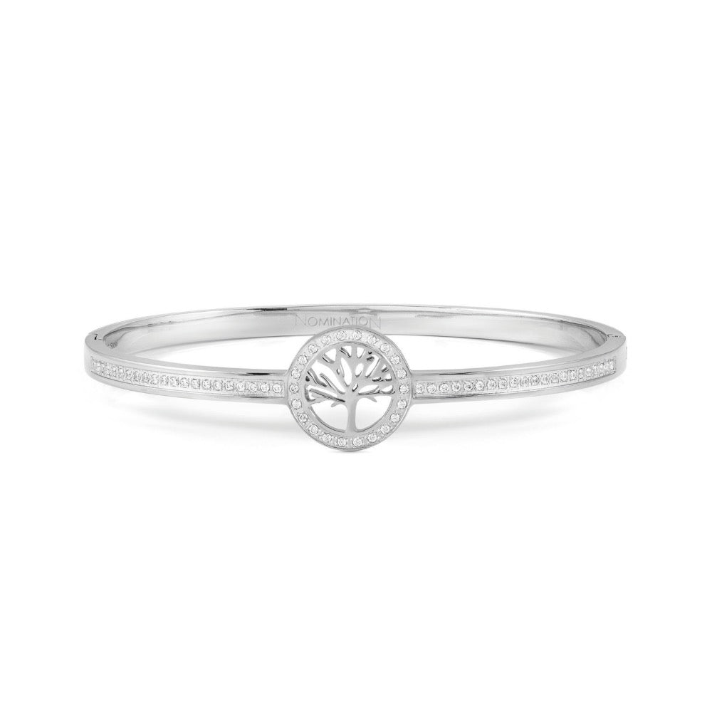 S/Steel CZ Tree Of Life Pretty Bangle