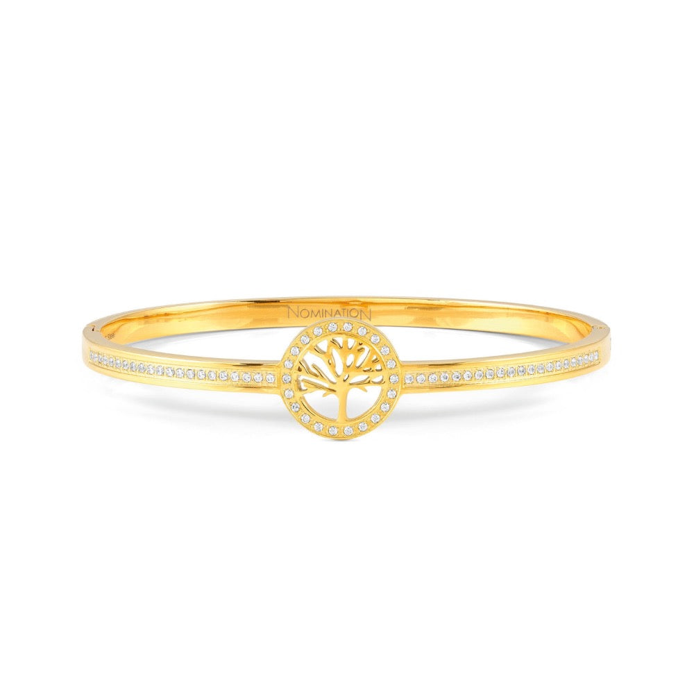 S/Steel CZ Tree Of Life Pretty Bangle