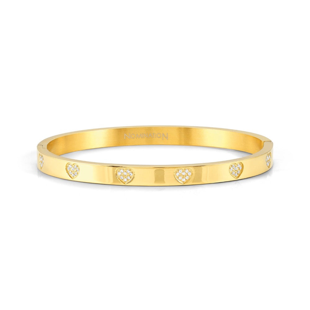 S/Steel CZ Heart Pretty Bangle