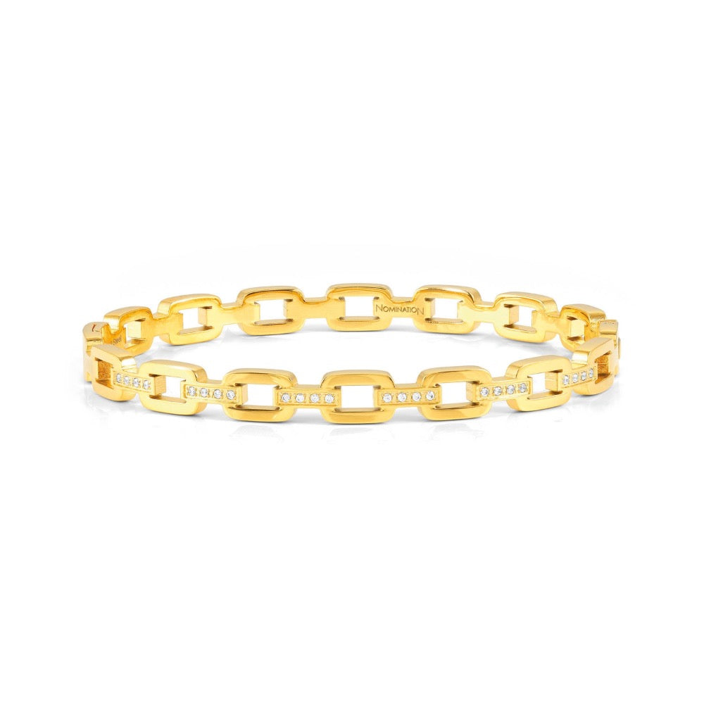 S/Steel Gold PVD coated CZ Pretty Bangle