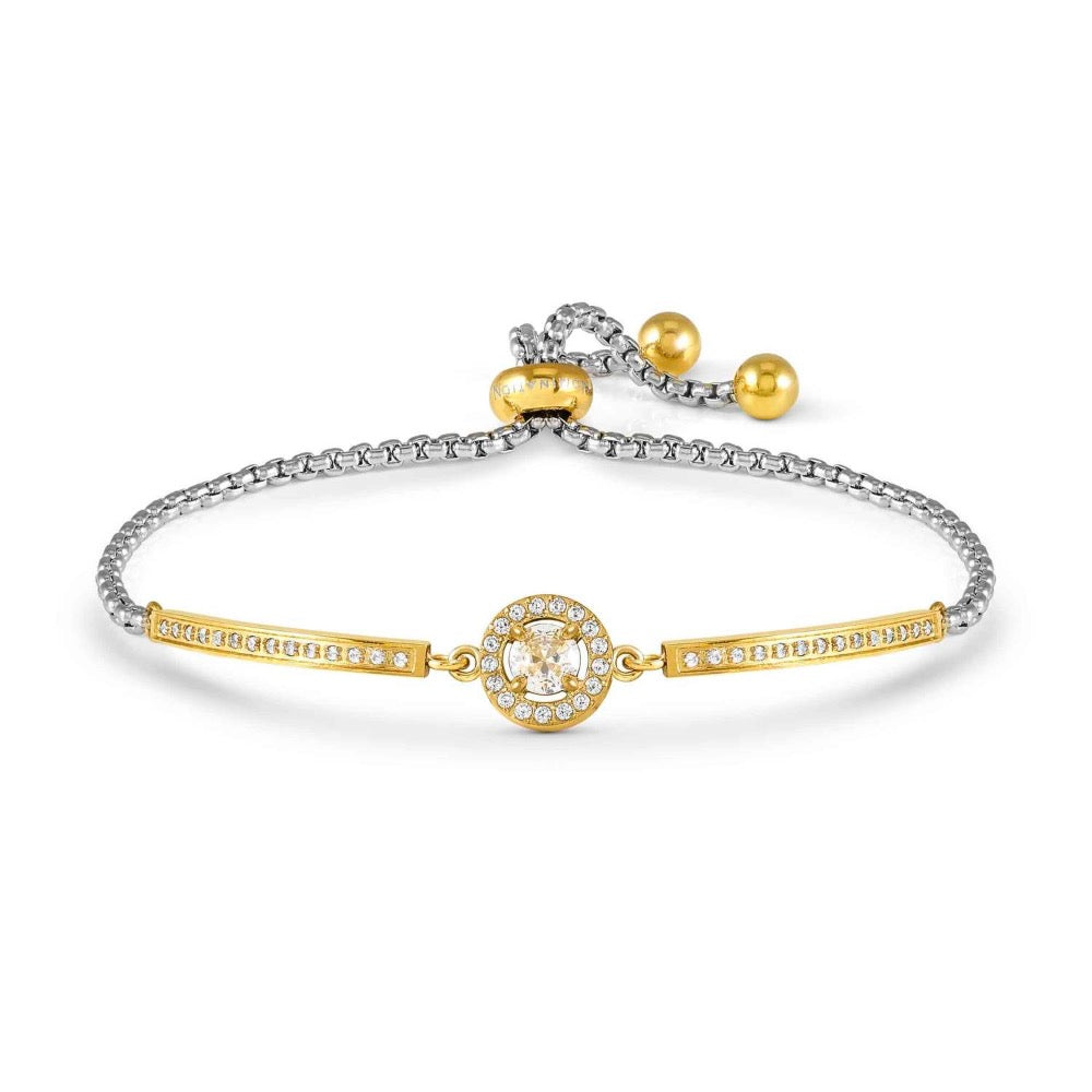 S/Steel &Y/Gold Cz Round Bracelet