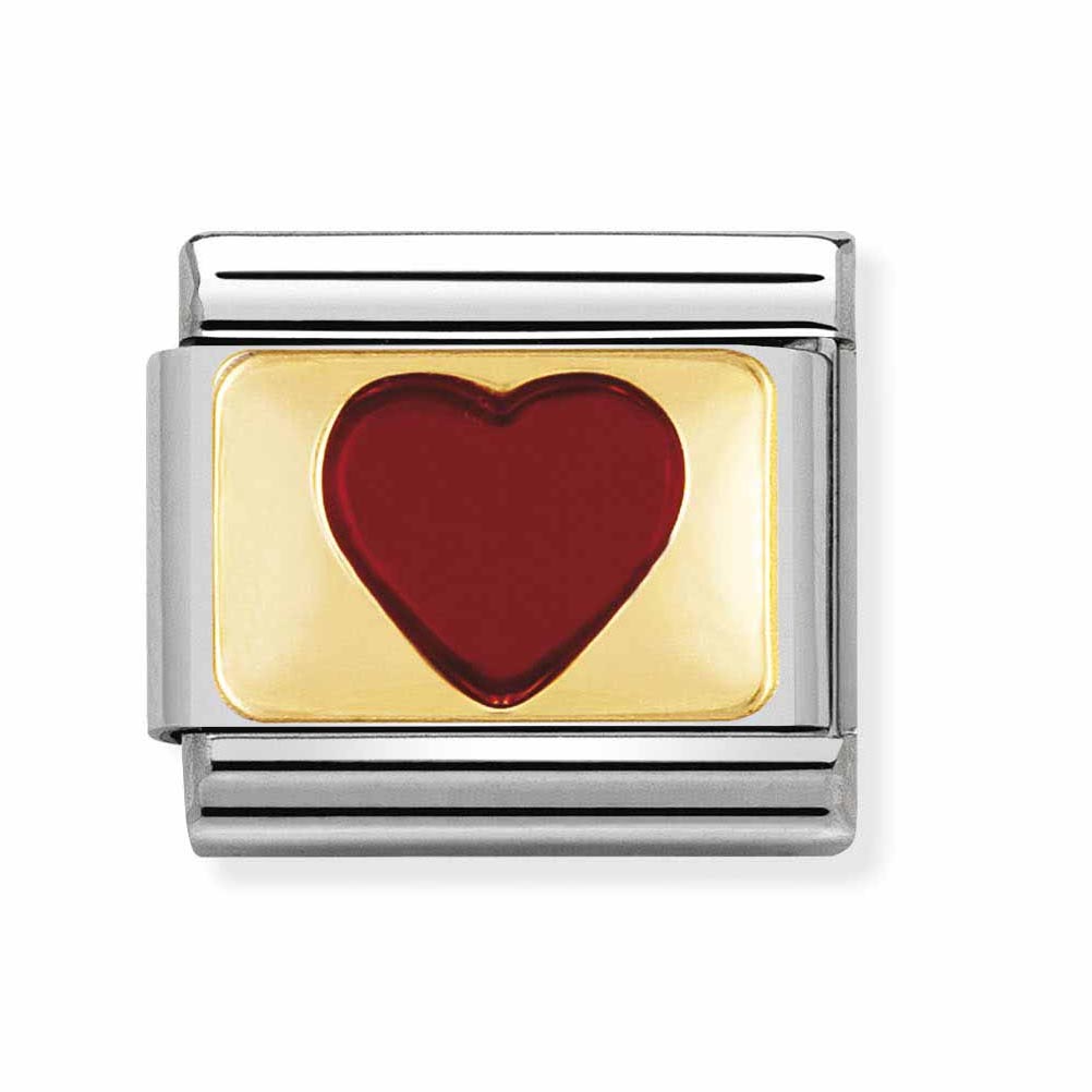 Classic Gold Red Enamel Heart Charm
