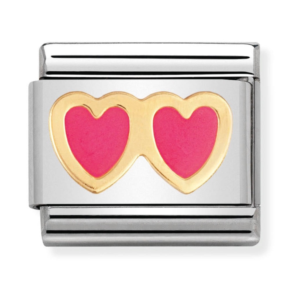 Nomination 2 Pink Hearts Charm