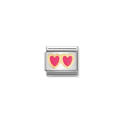 Nomination 2 Pink Hearts Charm