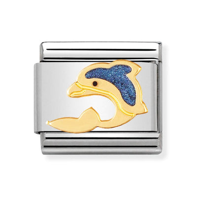 Classic Gold Enamel Dolphin Charm