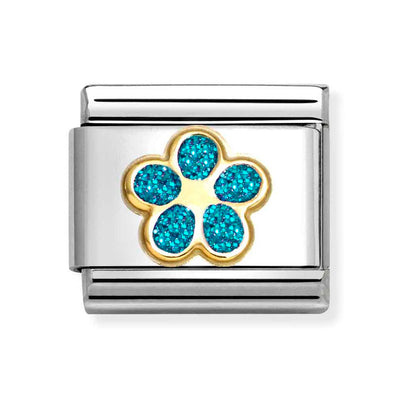 Classic Gold Turquoise Glitter Flower Charm