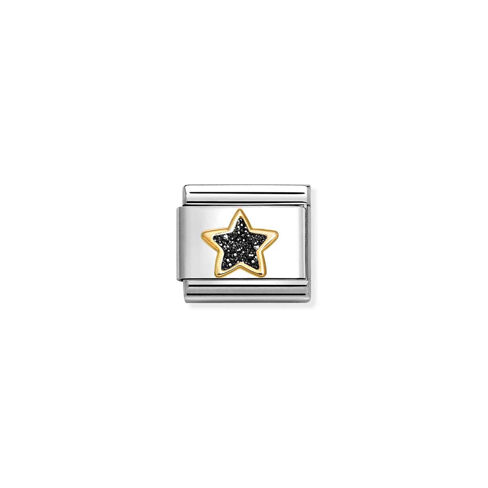 Classic Gold Black Glitter Star Charm