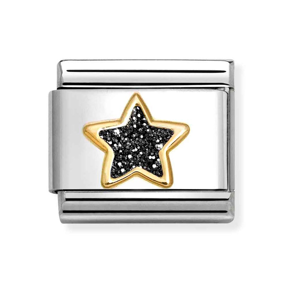 Classic Gold Black Glitter Star Charm