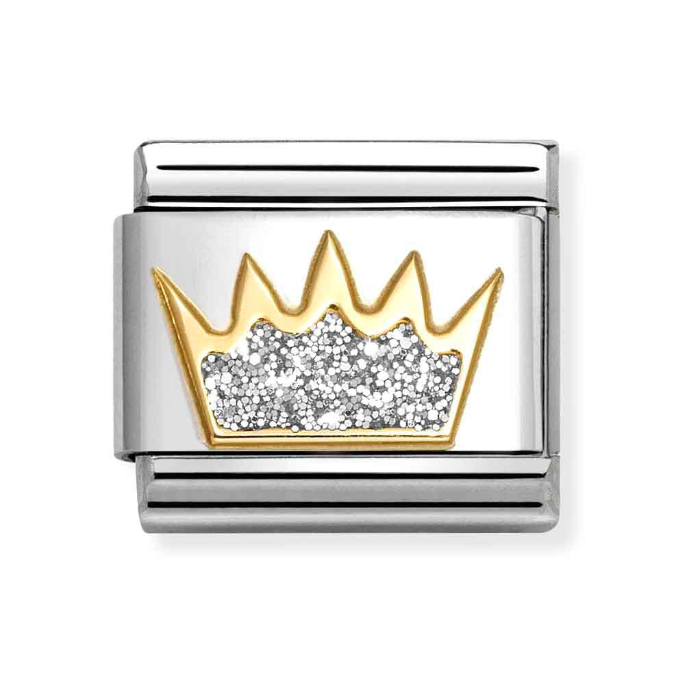 Classic Gold Silver Glitter Crown Charm