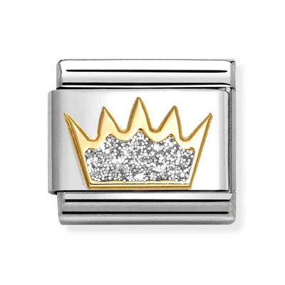 Classic Gold Silver Glitter Crown Charm