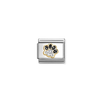 Classic Gold Silver Glitter Paw Print Charm