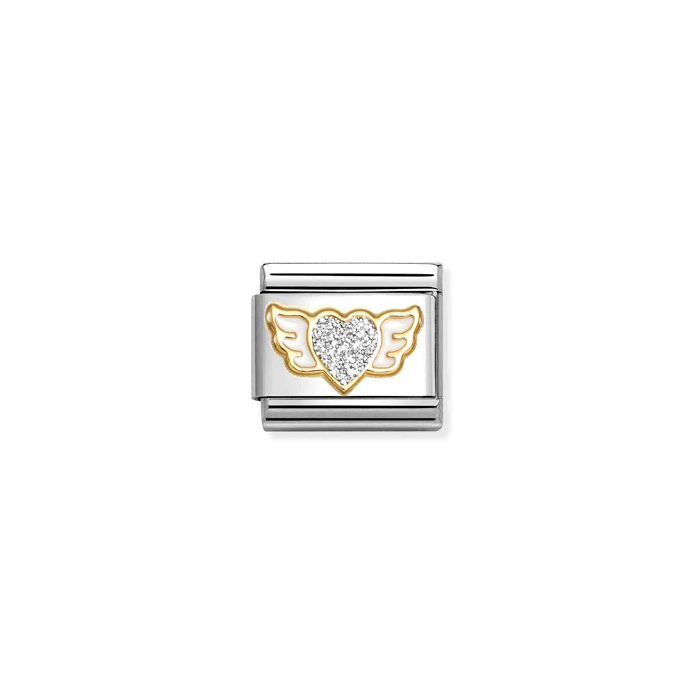 Classic Gold Silver Glitter Angel Wings Charm