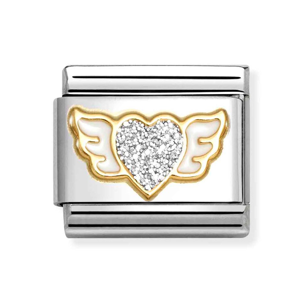 Classic Gold Silver Glitter Angel Wings Charm