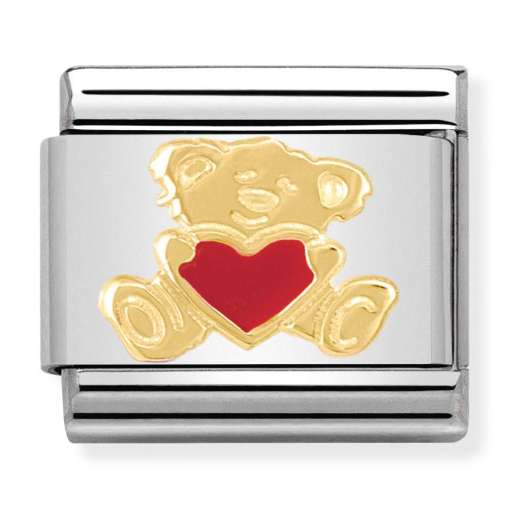 Classic Gold Enamel Heart Teddy