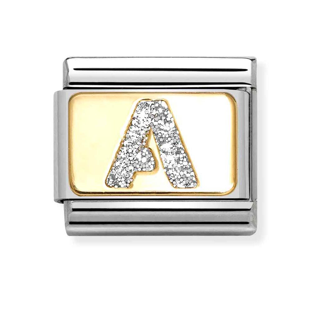 Classic Gold Silver Glitter A Charm