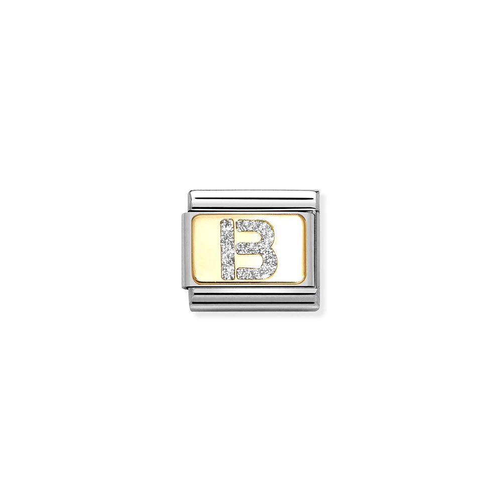 Classic Gold Silver Glitter B Charm