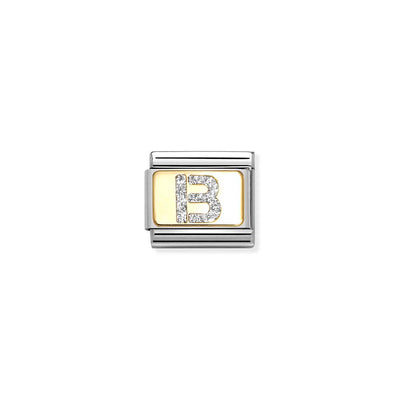 Classic Gold Silver Glitter B Charm