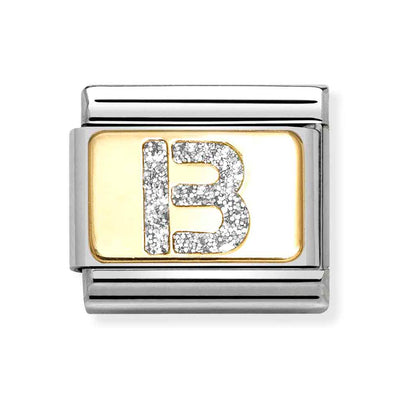 Classic Gold Silver Glitter B Charm