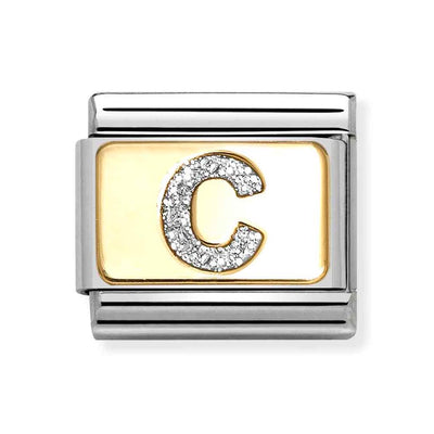 Classic Gold Silver Glitter C Charm
